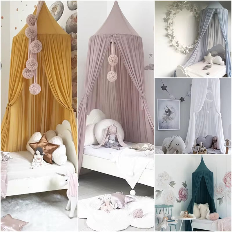 New Kids Baby Chiffon Mosquito Net Romantic Pink Princess Canopy Tent Bed Curtain for Adult Girls Nordic Style Home Decoration