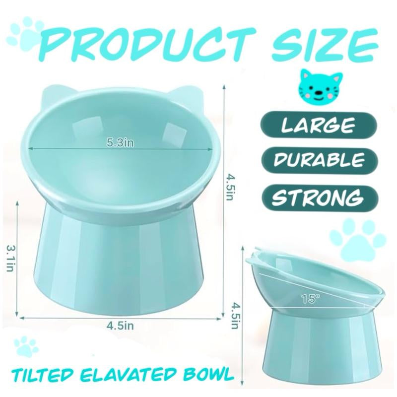 Pet Elevated Bowl, Dog and Cat Plates, 15° Tilted Elevated Bowl, Pet Water or Food Bowl for Small or Medium Size Dogs Cats