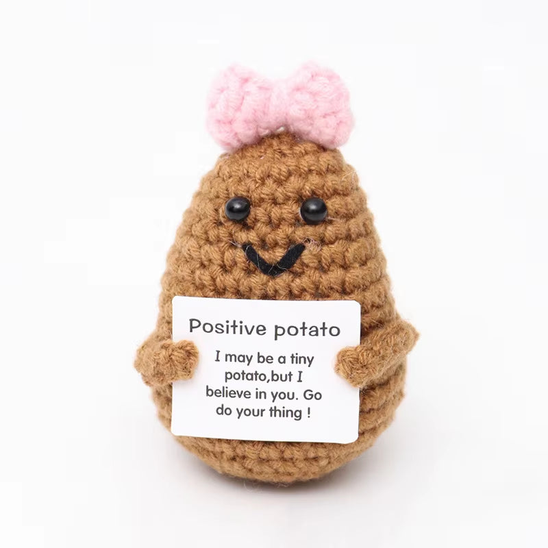 Positive Energy Crochet Potatoes Doll Crochet Vegetable Fruit Pickle Mini Gift Handmade Knitted Duck Ornament Home Room Decor