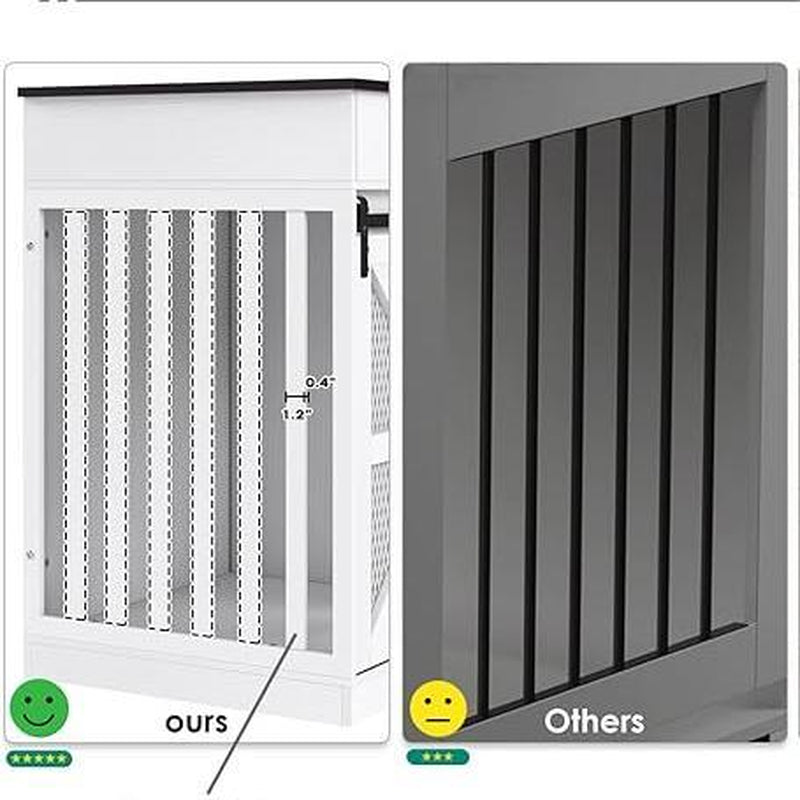 Multifunctional Three-Drawer Iron Mesh Barn Door with Adjustable Partitions Large Dog Cage 2-In-1 Farmhouse Dog Crate Furniture - Large Dog Kennel with Drawers Storage