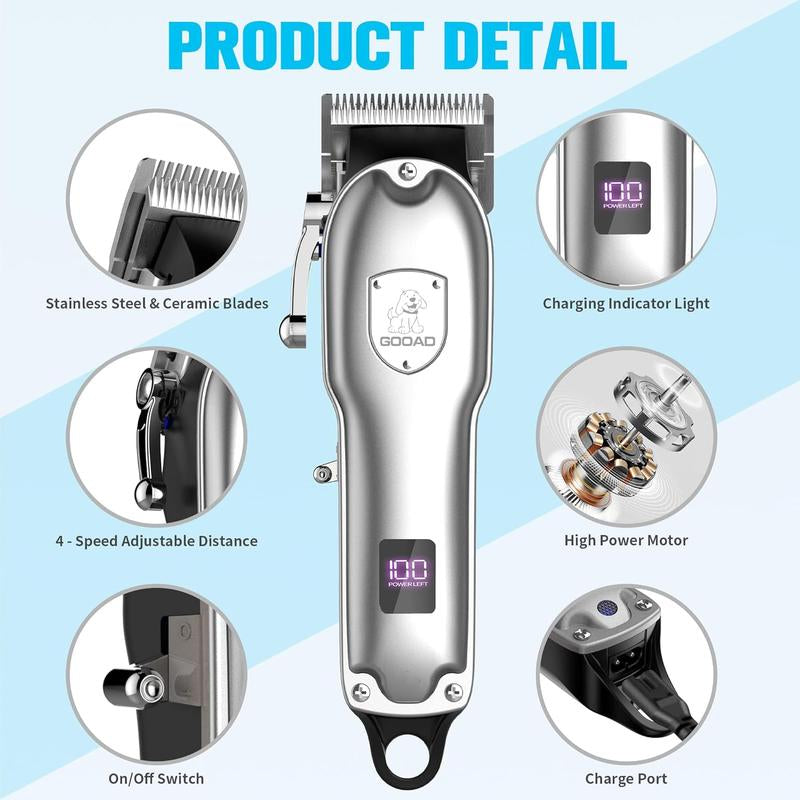 GOOAD Dog Clippers for Grooming, Dog Grooming Kit, Cordless Dog Grooming Clippers for Thick Coats, Dog Hair Trimmer, Low Noise Dog Shaver Clippers, Quiet Pet Hair Clippers for Dogs Cats