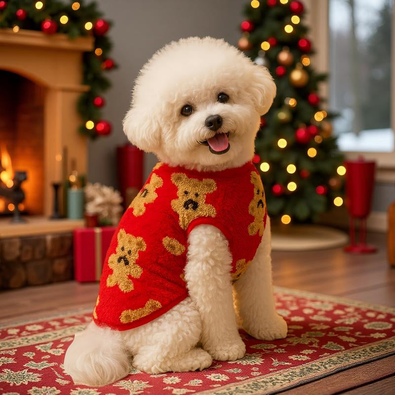 Christmas Cute & Cozy Fleece Pet Outfit Warm Turtleneck Winter Clothes for Dogs & Cats Perfect Christmas Gift for Animals