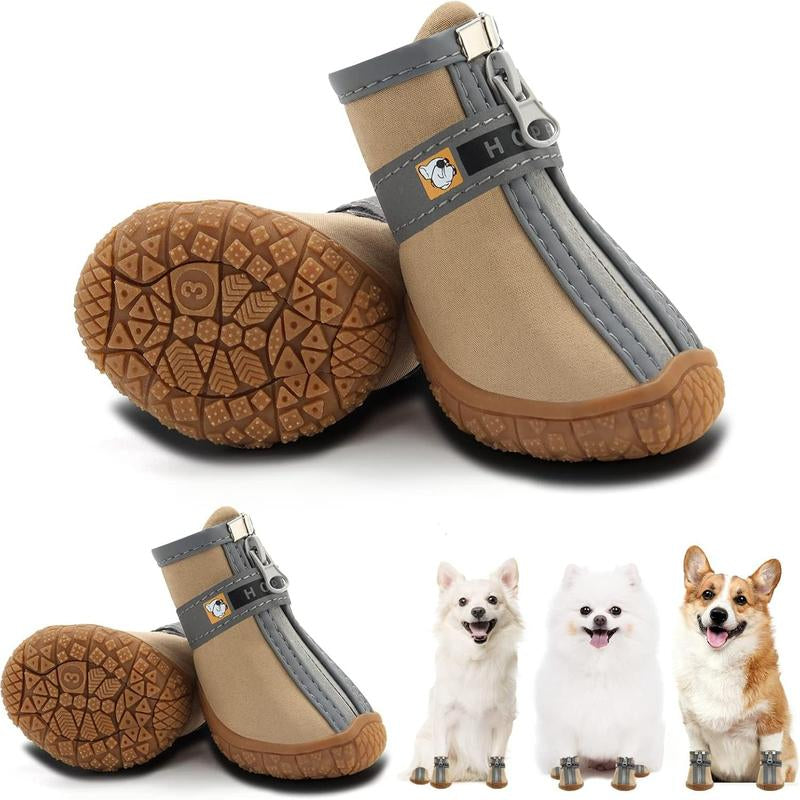 Hcpet Adjustable Waterproof Dog Shoes for Small Dogs, Breathable Dog Boots & Paw Protectors for Hot Pavement Winter Snow Hiking, Anti-Slip Dog Booties for Hardwood Floor
