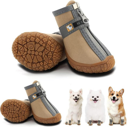 Hcpet Adjustable Waterproof Dog Shoes for Small Dogs, Breathable Dog Boots & Paw Protectors for Hot Pavement Winter Snow Hiking, Anti-Slip Dog Booties for Hardwood Floor