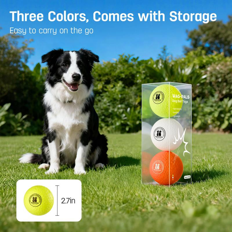 Potaroma Dog Ball Toys for Aggressive Chewers – 3 Pack Indestructible E-TPU Bouncy Pet Fetch Balls Floating Water Pool Toy for Small & Large Dogs, Indoor & Outdoor 2.8 Inch Diameter