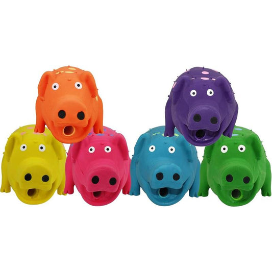 9-Inch Latex Polka Dot Globlet Pig Dog Toy, Assorted Colors