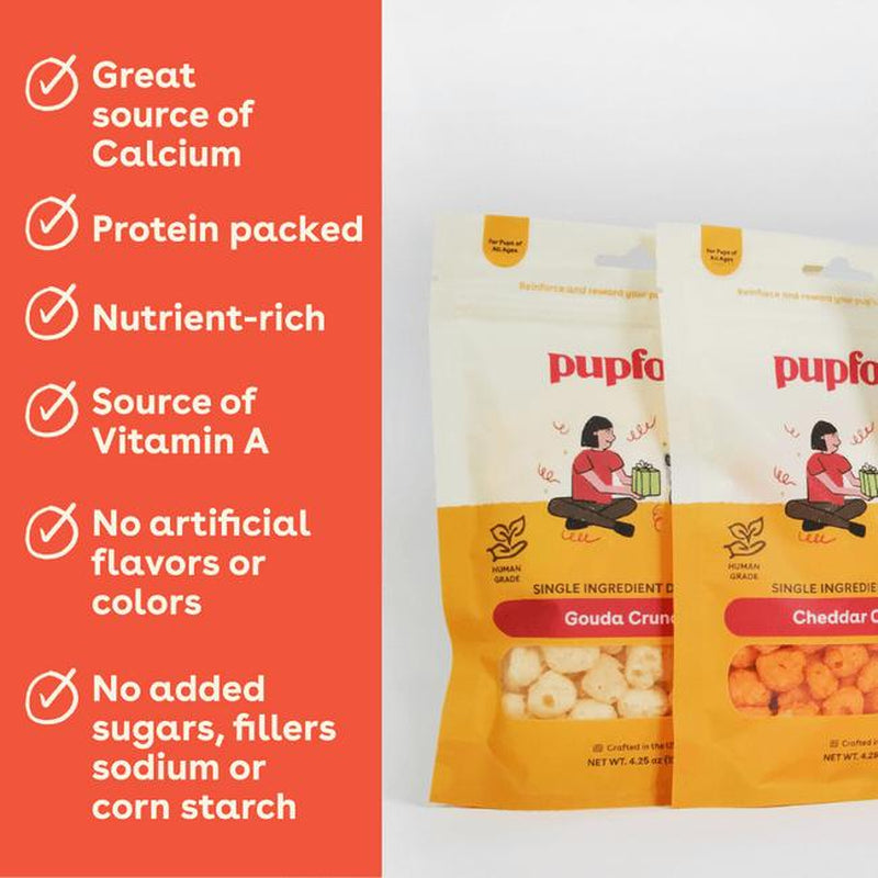 Pupford Cheese Crunchies Bundle - Ideal for All Dog Ages and High Reward Treats. Made in the USA