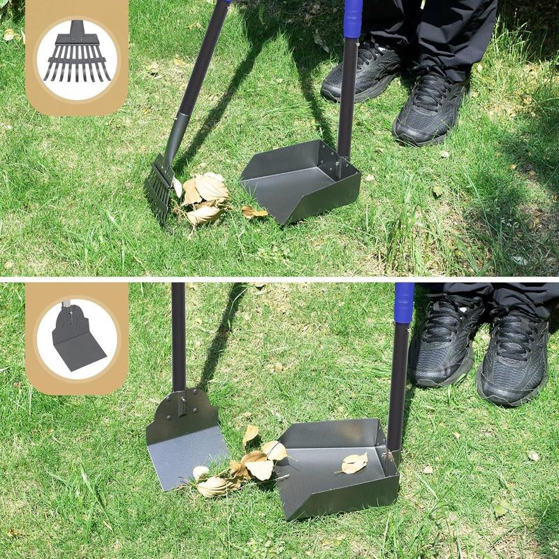 Ultimate Dog Waste Cleanup Kit - Adjustable Stainless Steel Handles - Includes Pooper Scooper, Poop Tray, and Rake Set Swivel Pooper