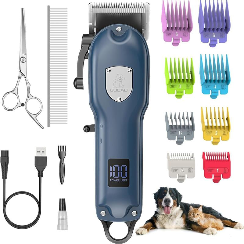 GOOAD Dog Clippers for Grooming, Dog Grooming Kit, Cordless Dog Grooming Clippers for Thick Coats, Dog Hair Trimmer, Low Noise Dog Shaver Clippers, Quiet Pet Hair Clippers for Dogs Cats