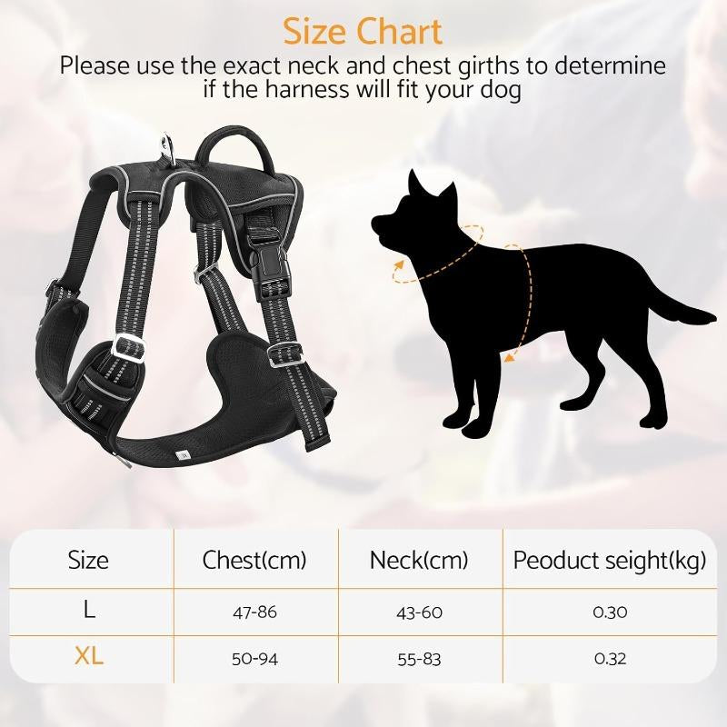 Adjustable No-Pull Dog Harness for Large Dogs 2 Leash Clips Reflective,No-Choke Pet Oxford Soft Padded Vest Comfortable,Breathable Mesh,Easy Control Handle for Easy Walking and Training,Xl