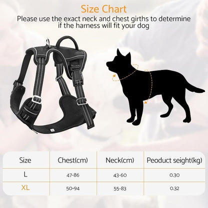 Adjustable No-Pull Dog Harness for Large Dogs 2 Leash Clips Reflective,No-Choke Pet Oxford Soft Padded Vest Comfortable,Breathable Mesh,Easy Control Handle for Easy Walking and Training,Xl